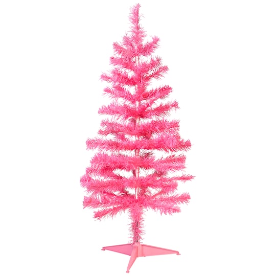 3ft. Unlit Pink Tinsel Artificial Christmas Tree